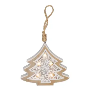 Solight LED vánoční stromek, dřevěný dekor, 6LED, teplá bílá, 2x AAA 1V45-T Teplá bílá