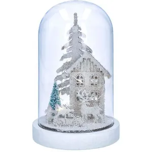 Solight LED vánoční dekorace, zasněžená krajina s domkem, 18cm, 10x LED, 2x AAA