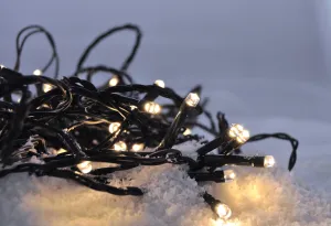 Solight LED venkovní vánoční řetěz, 50LED, 5m, 3m přívod, 8 funkcí, IP44, 3x AA, teplá bílá