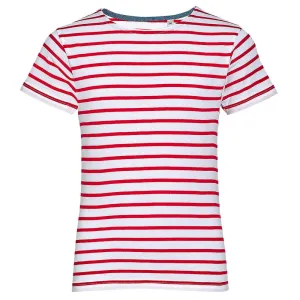 SOL'S Dětské pruhované tričko Miles - Bílá / červená | 4 roky