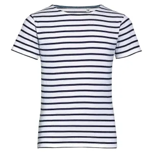 SOL'S Dětské pruhované tričko Miles - Bílá / tmavě modrá | 12 let