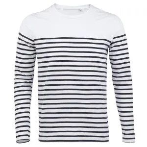 SOL'S Pánské pruhované tričko s dlouhým rukávem Matelot - Bílá / tmavě modrá | XL