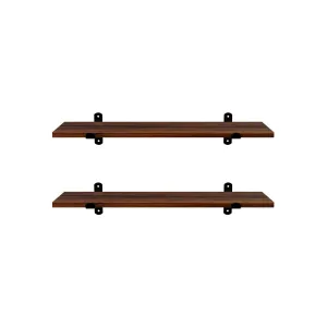 SONGMICS Nástěnné police dekor dřeva s kovovou konzolí 2 ks #5386984