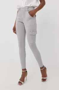 Tvarované kalhoty Spanx Stretch Twill Ankle Cargo šedá barva, high waist #4140310