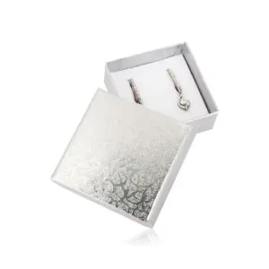 Dárková krabička na náušnice nebo prsten - stříbrná barva, ornamenty