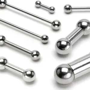 Piercing z chirurgické oceli, činka, lesklý hladký povrch - Rozměr: 1,6 mm x 20 mm x 5 mm