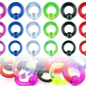 Akrylový UV piercing - kroužek s kuličkou s hladkým povrchem - Rozměr: 1,6 mm x 12 mm x 4 mm, Barva piercing: Čirá