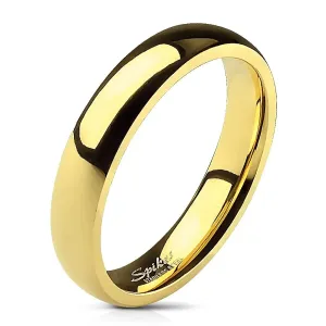 Hladký ocelový prsten ve zlaté barvě - 4 mm - Velikost: 51