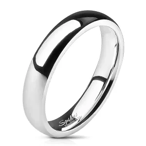 Ocelový prsten - stříbrný, hladký, 4 mm - Velikost: 54