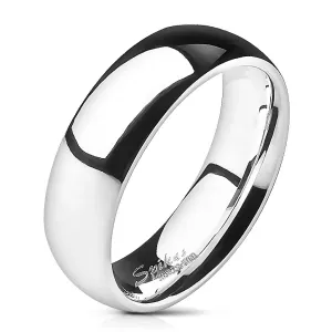 Ocelový prsten - stříbrný, hladký, lesklý, 6 mm - Velikost: 52