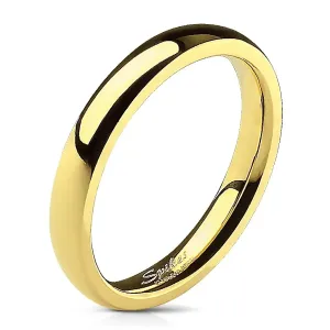 Ocelový prsten zlaté barvy se zrcadlovým leskem - 3 mm - Velikost: 52