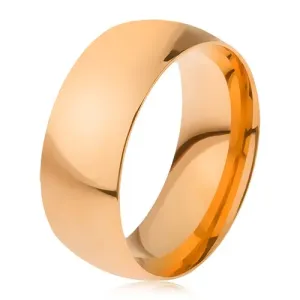 Prsten z oceli 316L zlaté barvy, lesklý hladký povrch, 8 mm - Velikost: 60