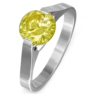 Prsten z oceli - kámen ve žluté barvě 