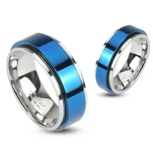 Prsten z oceli otáčivý - modrý - Velikost: 49