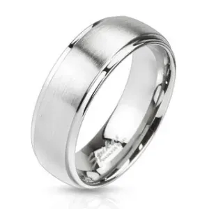 Prsten z oceli ve stříbrném barevném odstínu - matný proužek uprostřed, 6 mm - Velikost: 58