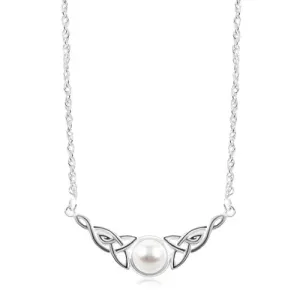 Stříbrný náhrdelník 925, bílá polokoule, keltské uzly po stranách