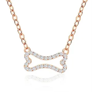 Stříbrný náhrdelník 925 růžovozlaté barvy - zirkonová kostička, jemný řetízek, karabinka