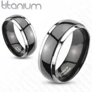 Prsten z titanu - černo-stříbrný - Velikost: 57