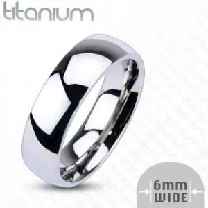 Titanový prsten stříbrné barvy - zrcadlově lesklý povrch, 6 mm - Velikost: 57
