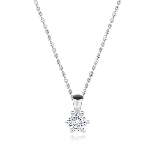 Diamantový náhrdelník z bílého 14karátového zlata - kulatý diamant v balení šesti diamantů