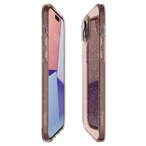 Spigen Liquid Crystal Glitter pouzdro pro iPhone 15 - růžové průsvitné