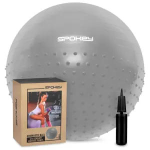 SPOKEY - HALF FIT Gymnastický míč 2v1 masážní, 65 cm včetně pumpičky, šedý