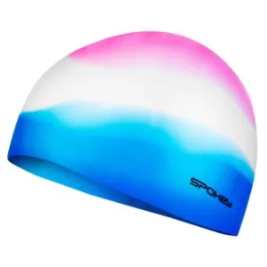 SPOKEY - ABSTRACT-Plavecká čepice silikonová růžovo-bílo-modrá