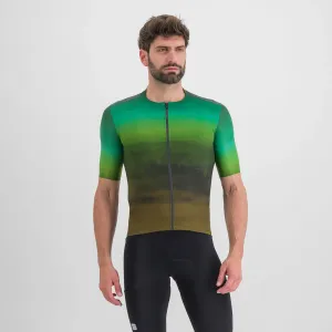 SPORTFUL Cyklistický dres s krátkým rukávem - FLOW SUPERGIARA - zelená/hnědá M