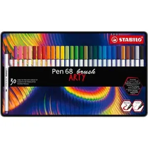 STABILO Pen 68 brush s flexibilním štětcovým hrotem, kovové pouzdro 30 barev