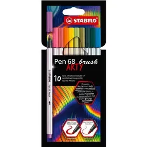 STABILO Pen 68 brush s flexibilním štětcovým hrotem, pouzdro 10 barev