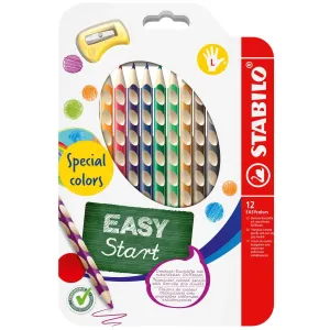 STABILO EASYcolors pro leváky, speciální barvy - sada 12 barev s ořezávátkem