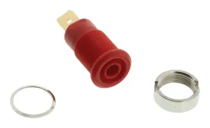 Staubli 23.3060-22 4Mm Banana Jack, Panel Mount, 32 A, 1 Kv, Gold Plated Contacts, Red