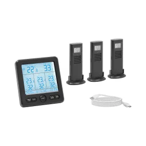 Záznamník teploty a vlhkosti bezkabelový LCD 3 senzory - Meteostanice Steinberg Systems