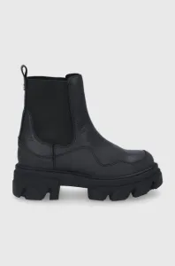Kožené kotníkové boty Steve Madden dámské, černá barva, na plochém podpatku #5624089