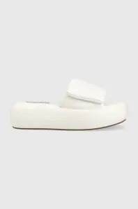 Pantofle Steve Madden Swoosh dámské, bílá barva, na platformě, SM11002446