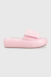 Pantofle Steve Madden Swoosh dámské, růžová barva, na platformě, SM11002446 #6142411