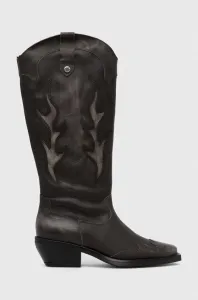 Westernové kožené boty Steve Madden Wenda dámské, šedá barva, na podpatku, SM11003097