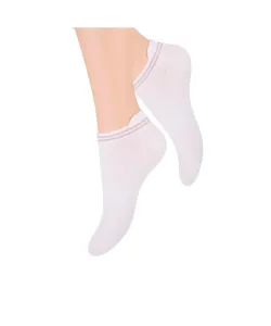 Steven art.091 Dámské kotníkové ponožky, 35-37, bílá-stříbrná