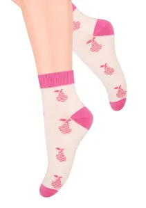 Dívčí kotníkové ponožky se vzorem hrušek 004/123 STEVEN Barva/Velikost: růžová (pink) / 29/31