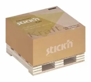 Samolepicí bločky Kraft z přírodního hnědého papíru na paletce 76x76mm, 400 lístků