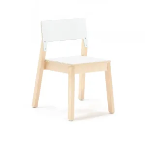 Dětská židle LOVE, výška 380 mm, bříza, bílá