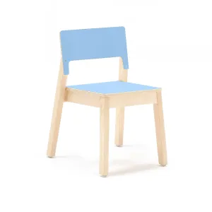 Dětská židle LOVE, výška 380 mm, bříza, modrá