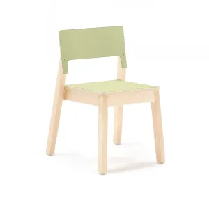 Dětská židle LOVE, výška 380 mm, bříza, zelená