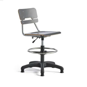Otočná židle LEGERE, malý sedák, s kluzáky, nastavitelná výška 500-690 mm, antracitově šedá