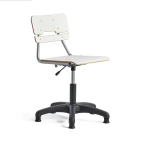 Otočná židle LEGERE, velký sedák, s kluzáky, nastavitelná výška 400-520 mm, bílá