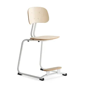 Školní židle YNGVE, ližinová podnož, výška 500 mm, bílá/bříza