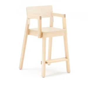 Vysoká dětská židle LOVE, s područkami, výška 500 mm, bříza, bříza