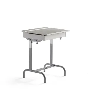 Školní lavice ABSO 188, s vestavěným tlumičem hluku, stříbrná, šedé linoleum