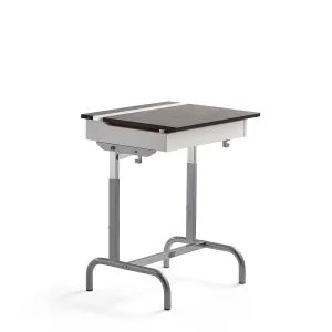 Školní lavice ABSO 188, s vestavěným tlumičem hluku, stříbrná, tmavě šedé linoleum