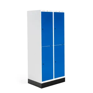 Šatní skříňka ROZ, 2 sekce, 4 boxy, se soklem, 1890x800x550 mm, modrá